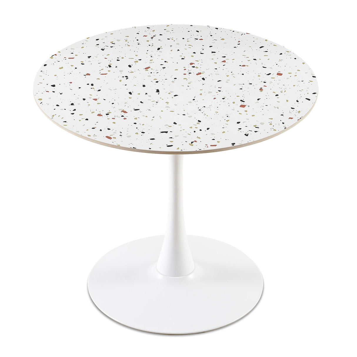 Mid-Century Stone Round Dining Table For Dining Room, Living Room, Cafe, Easy Clean - White by Couch.com