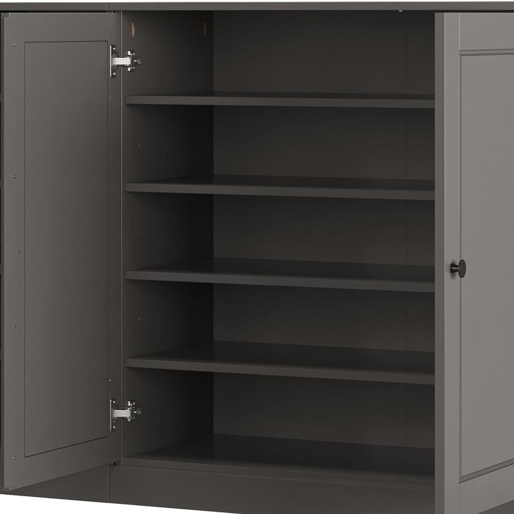 Gray 30 Solid WoodShoe Storage Cabinet