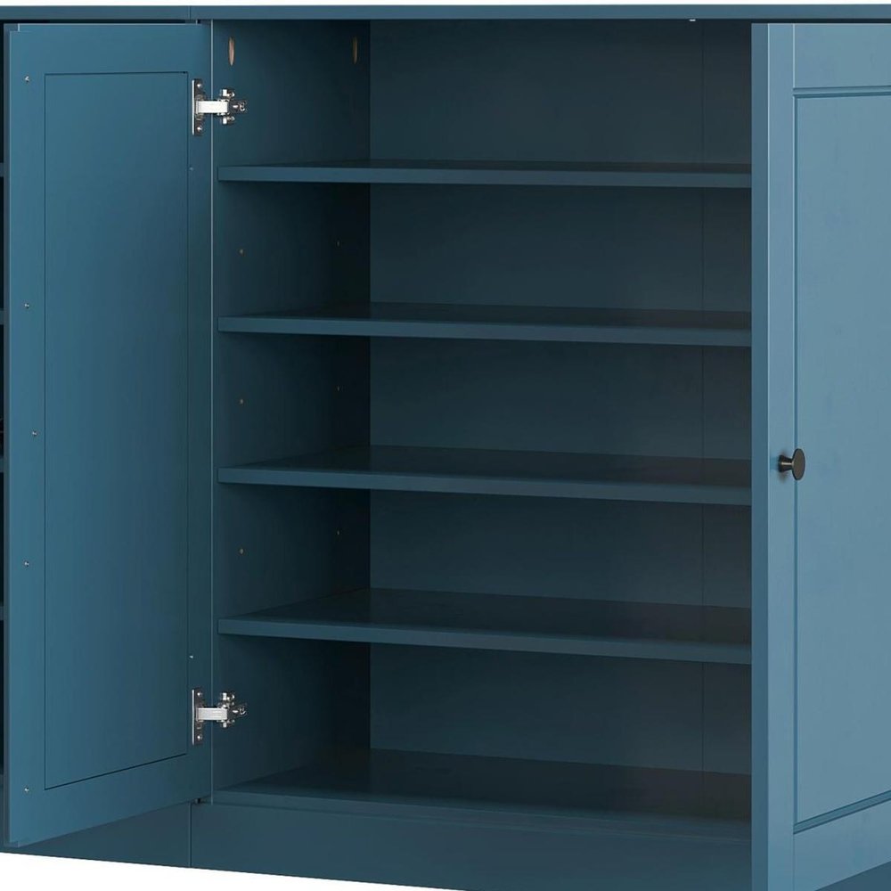 Teal Blue 30 Solid WoodShoe Storage Cabinet