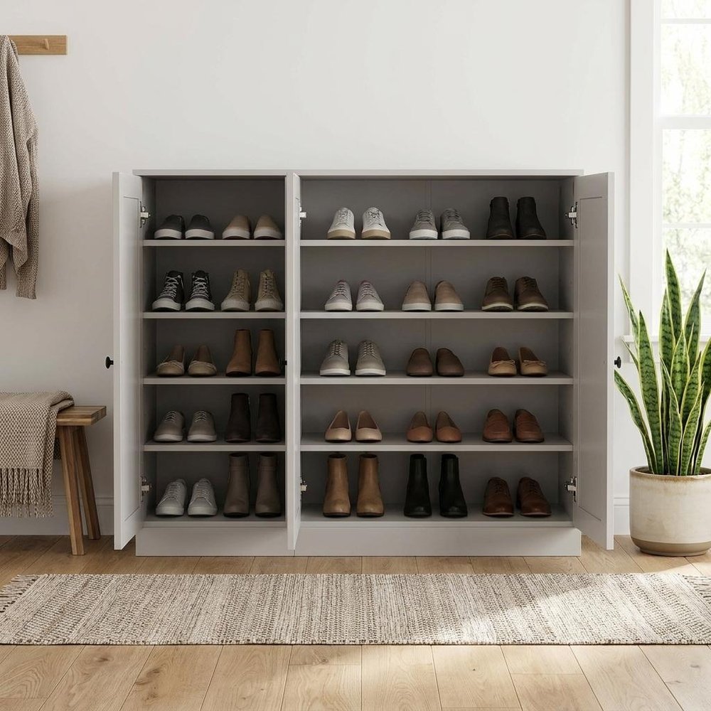 Off White 30 Solid WoodShoe Storage Cabinet