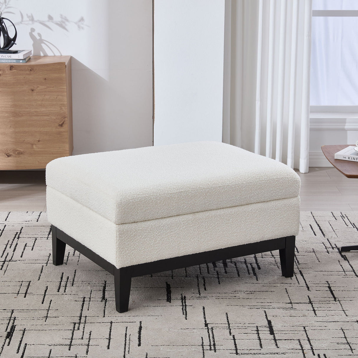 Upholstered Storage Ottoman With Reversible Lid Coffee Table With Rubberwood Legs by Couch.com