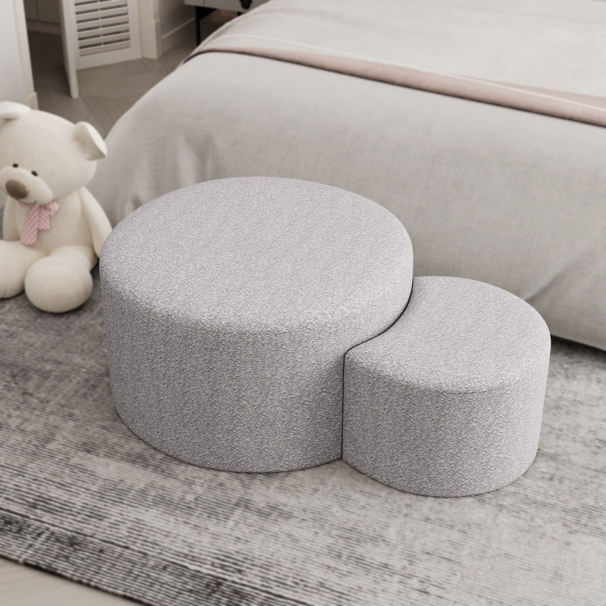 Upholstered Nesting Coffee Tables, Side Table, Footrest, Ottoman & Seat For Living Room Bedroom Entryway Office (Set of 2) - Beige by Couch.com