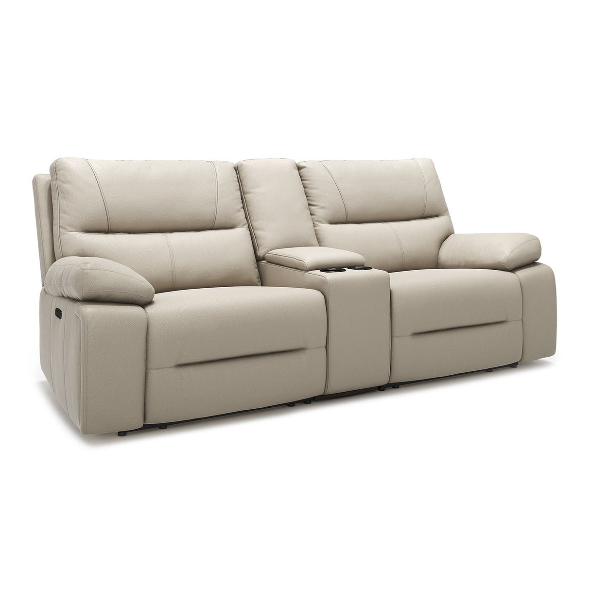 Malibu - Modern Power Motion 3 Piece Reclining Loveseat Sofa With Cup Holders - Cream Taupe Beige by Couch.com