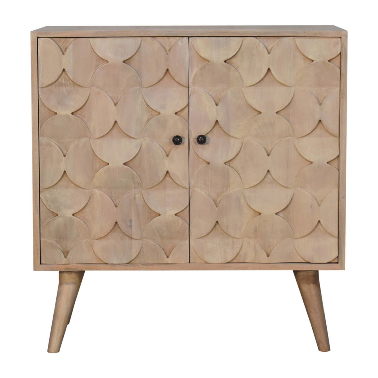 Couch.com Hourglass Carved Cabinet Marble, Modern Style, Wood Construction, Light Brown Finish by Couch.com