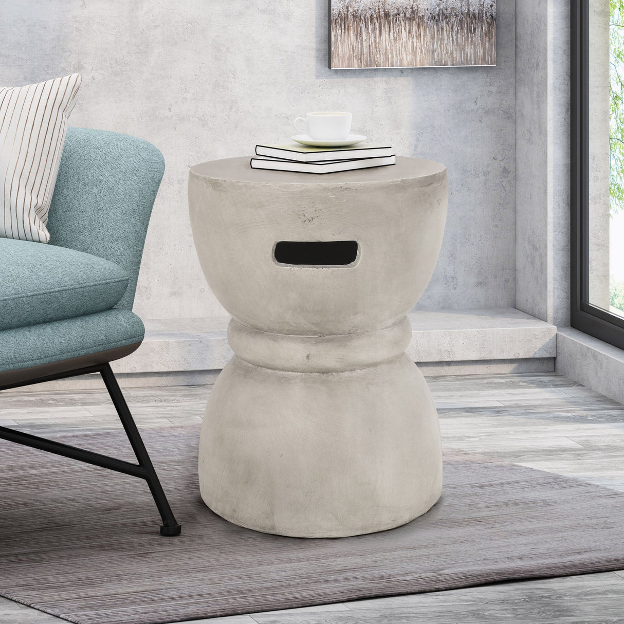 Outdoor Side Table With Hourglass Shape - Gray by Couch.com