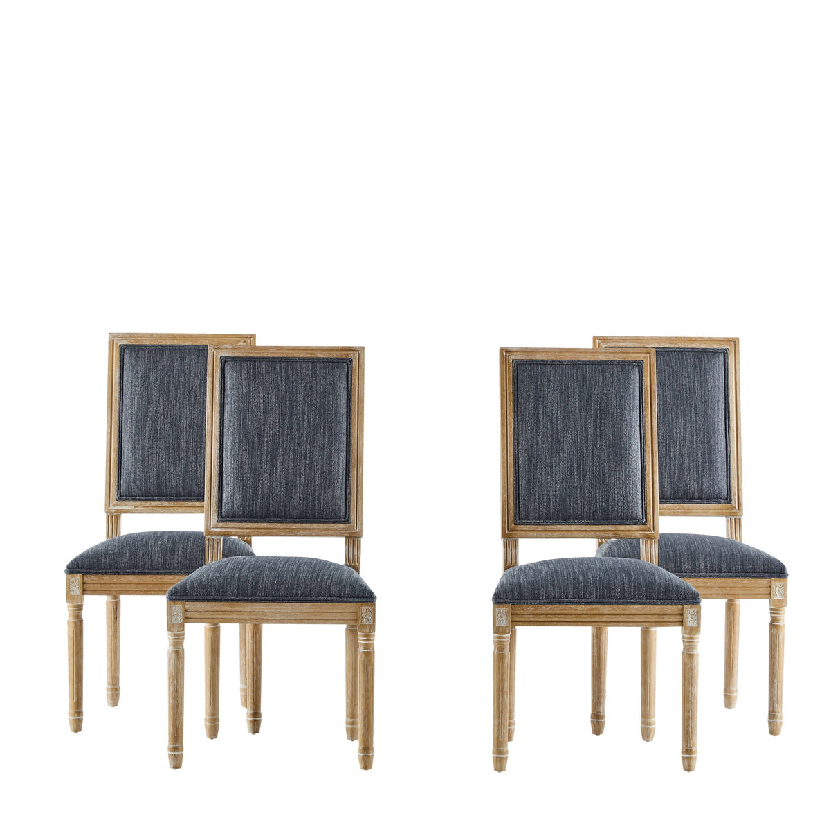 French Country Style Dining Chair with Upholstered Seating and Fluted Legs