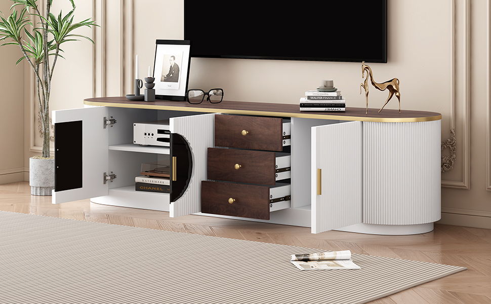 Modern Minimalist TV Stand For TVs Up To 80" With 3 Drawers And 1 Shelf by Couch.com