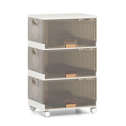 3/4/5/6-Cube Stackable Storage Bins with Detachable Wheels-3 Cube