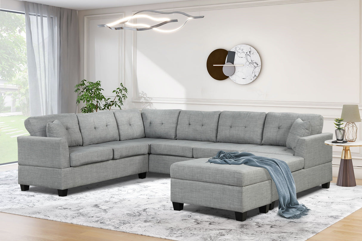 Oversized Sectional Sofa With Storage Ottoman, U-Shaped Sectional Couch With 2 Throw Pillows For Large Space Dorm Apartment by Couch.com