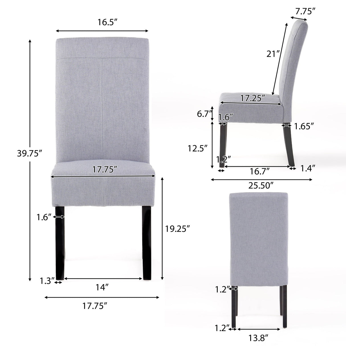 Amaranthine - Upholstered Dining Chair With High Back And Wood Legs (Set of 2) - Light Gray by Couch.com