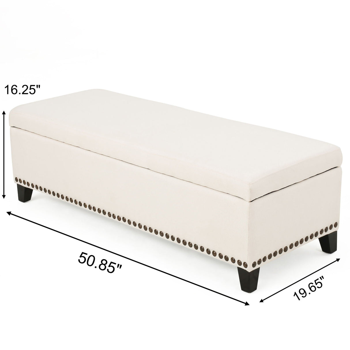 Upholstered Storage Ottoman With Nailhead Trim - Beige by Couch.com