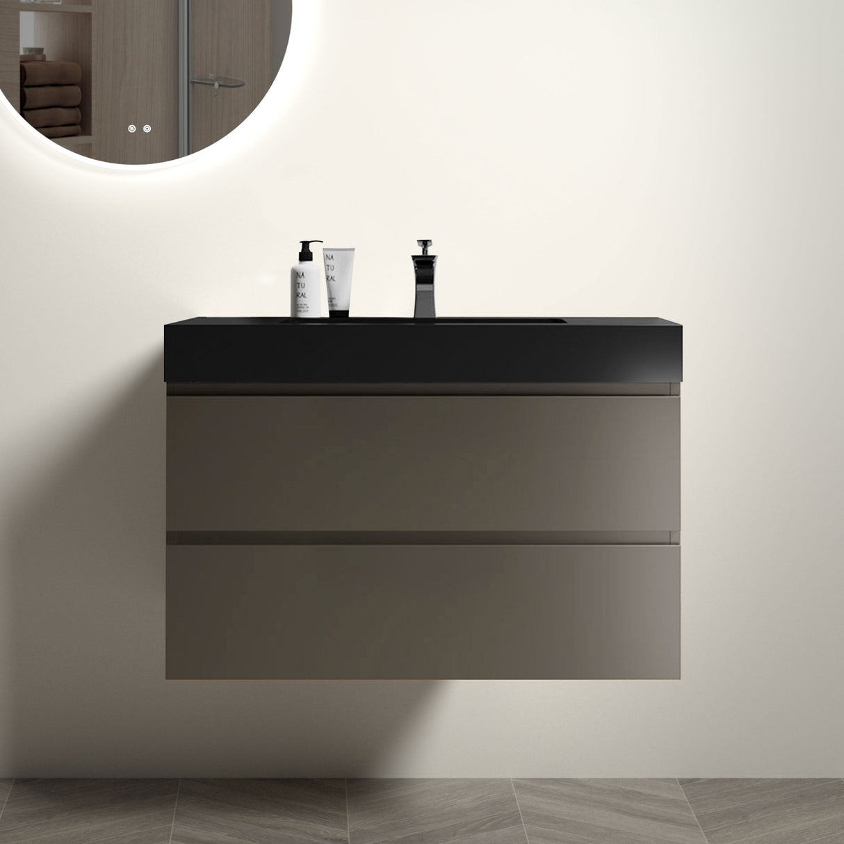 Alice - Bathroom Vanity With Sink, Large Storage Wall Mounted Floating Bathroom Vanity For Modern Bathroom, One-Piece Sink Basin Without Drain And Faucet by Couch.com