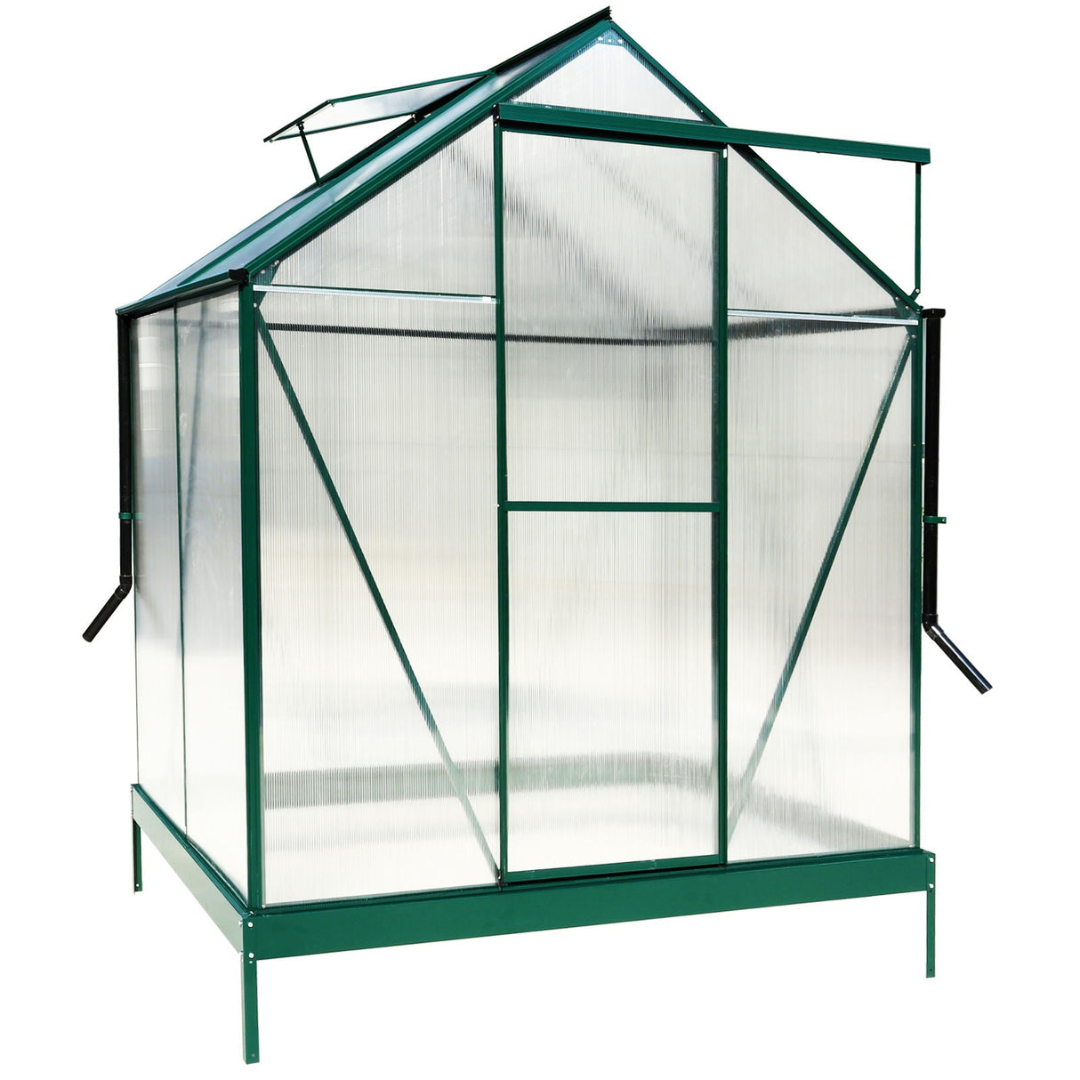 Polycarbonate Greenhouse, Heavy Duty Outdoor Aluminum Walk-In Green House Kit With Rain Gutter, Vent And Door For Backyard Garden by Couch.com
