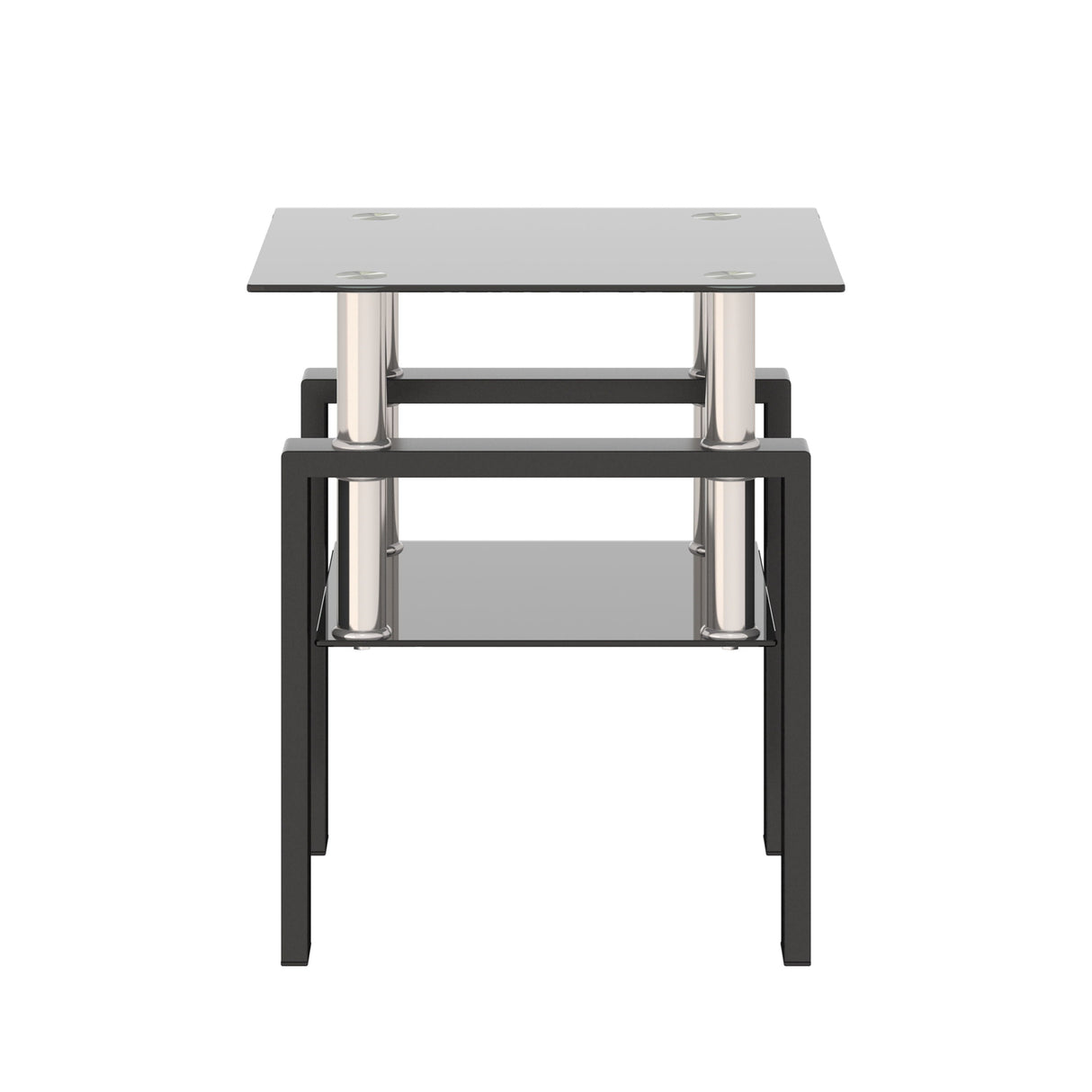 Modern Tempered Glass Tea Table, End Square Table For Living Room - Black by Couch.com