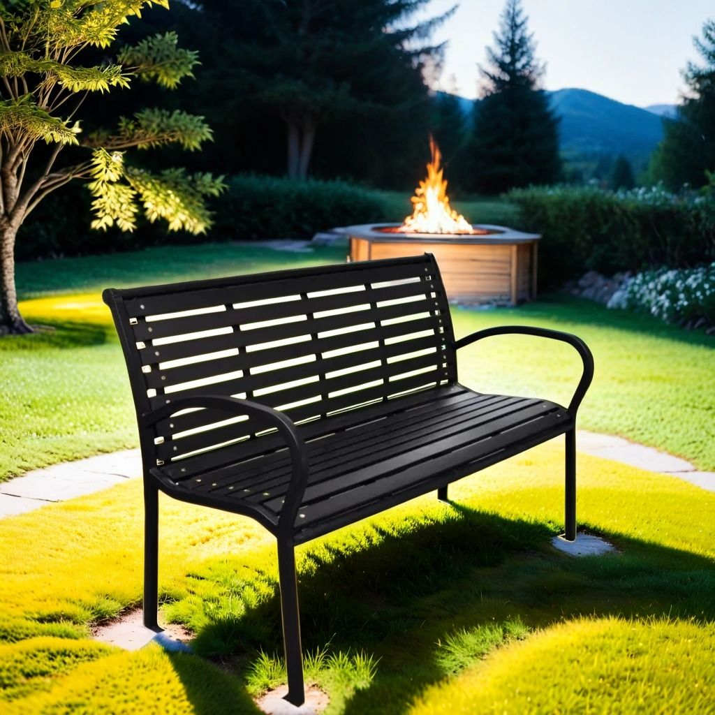Patio Bench Steel - Black by Couch.com