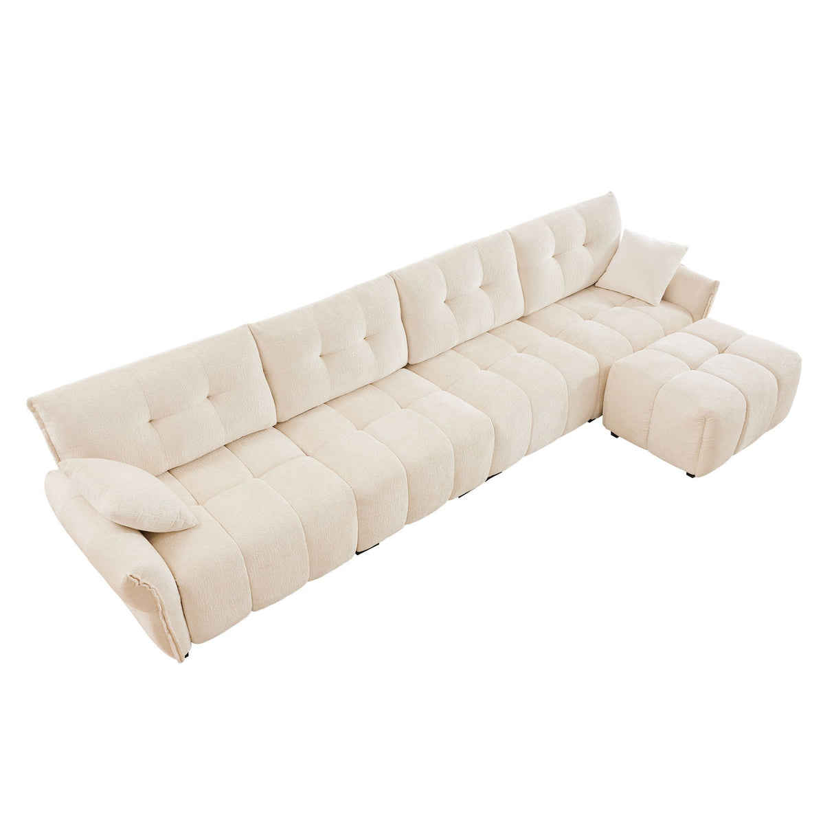 Elegant Sofa Set With Ottoman And Pillows, Textured Chenille, High Resilience Cushions by Couch.com