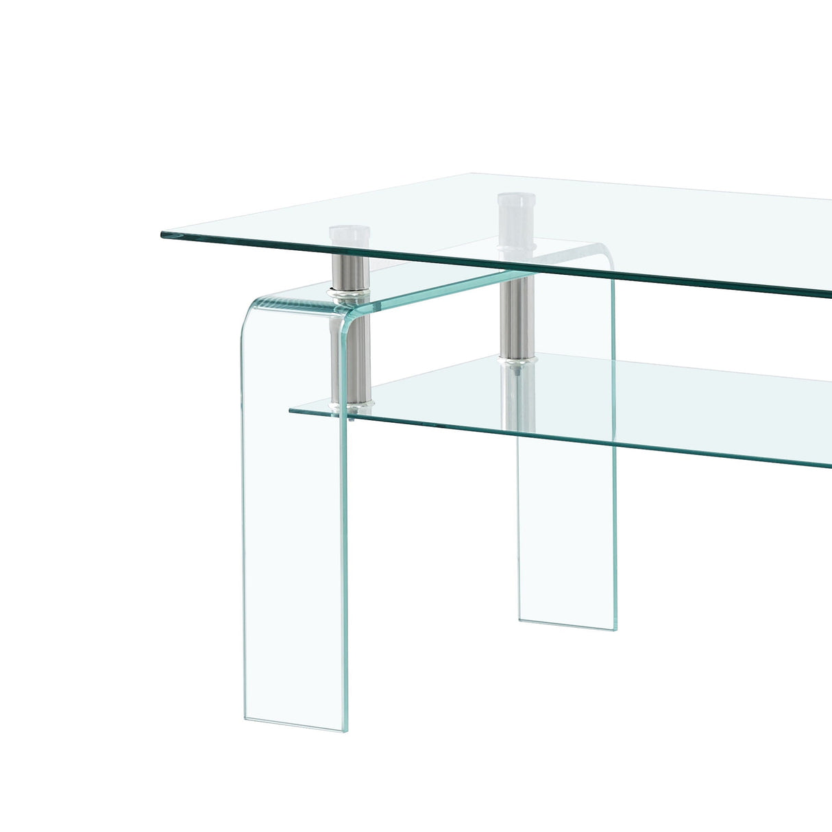 Modern Tempered Glass Coffee Table With 2 Tier Storage For Living Room by Couch.com
