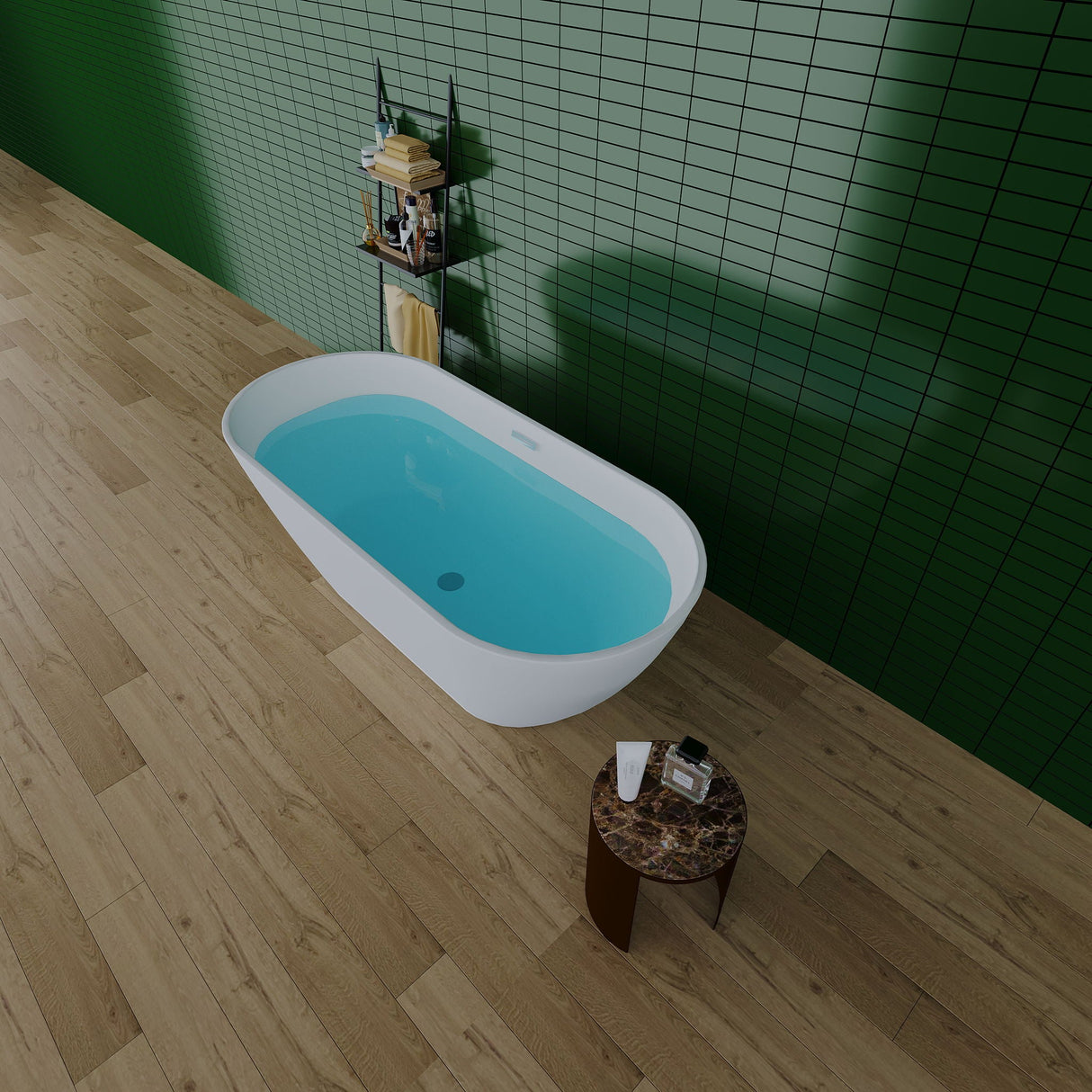 63" Shiny Acrylic Freestanding Soaking Bathtub With Chrome Overflow And Drain, Cupc Certified 22A09-63 - White by Couch.com