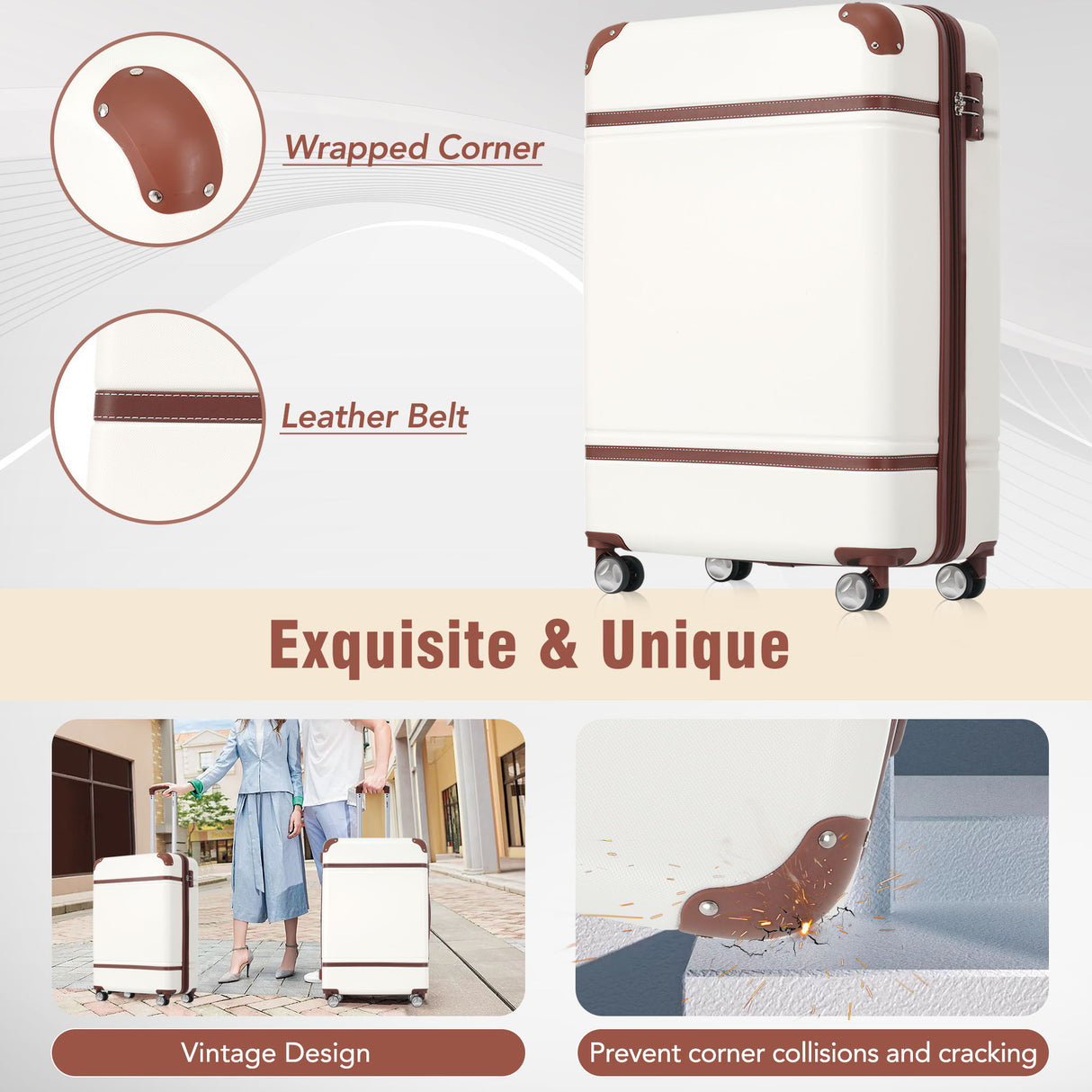 Hardshell Luggage Sets 4 Pieces 20" / 24" / 28" and Cosmetic Case