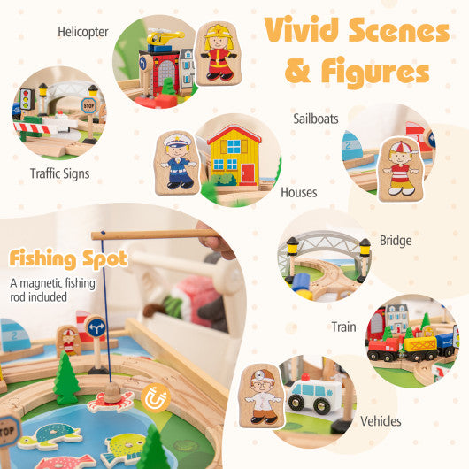 5 Piece Patio Acacia Wood Dining Set with 4 Folding Chairs-Brown