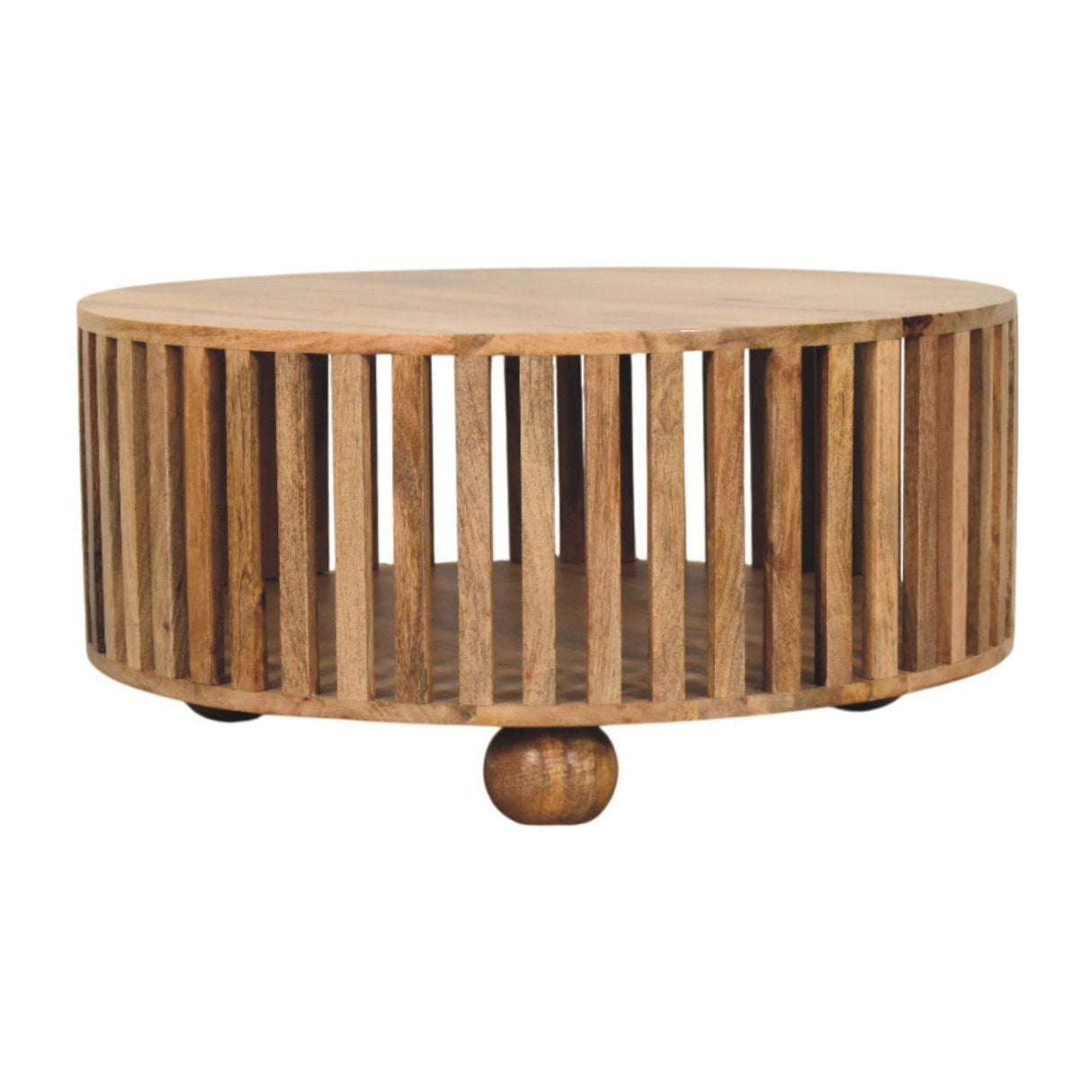 Slatted Round Coffee Table - Beige by Couch.com
