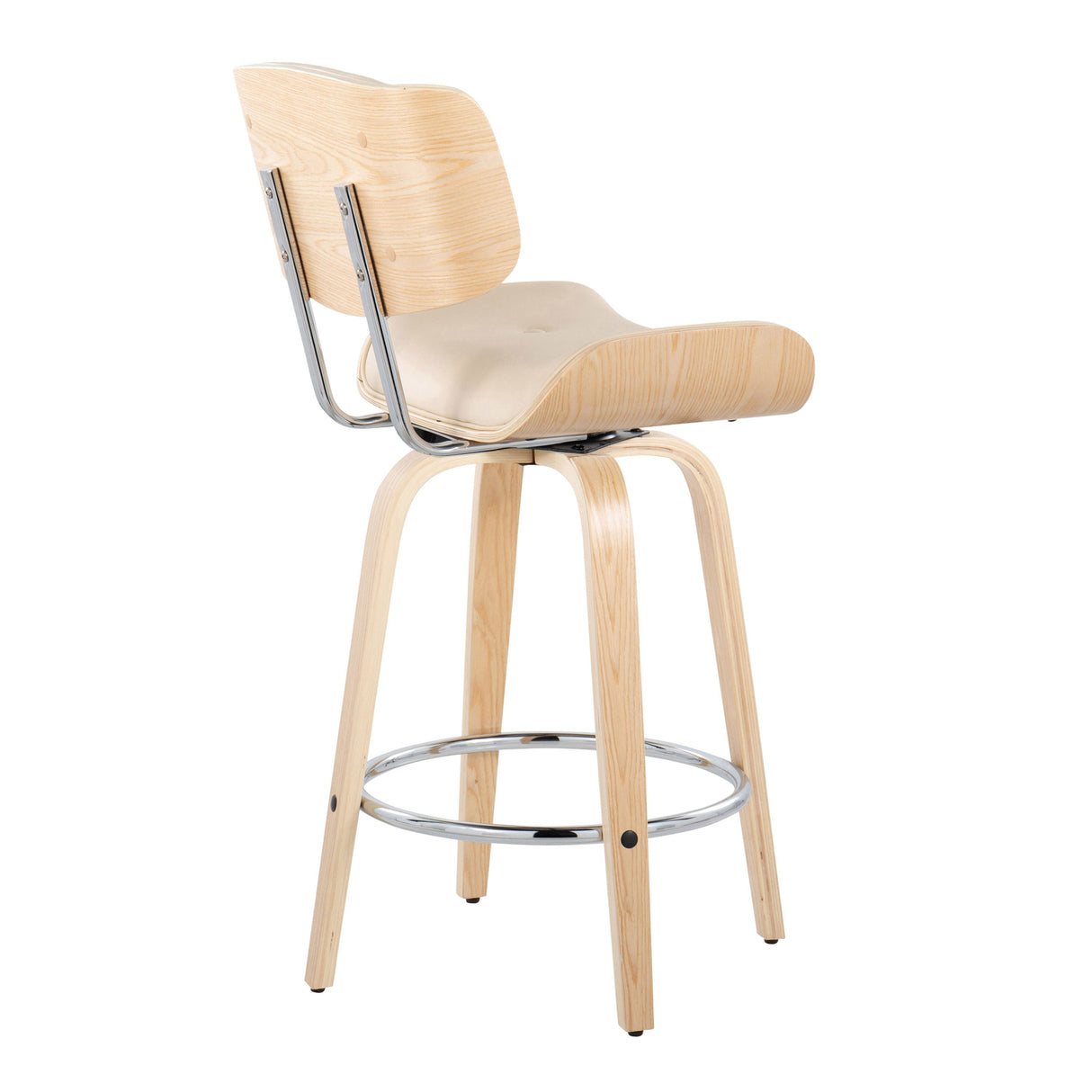 Lombardi - Mid Century Modern Fixed Height Counter Stool With Swivel With Round Footrest (Set of 2) by Couch.com