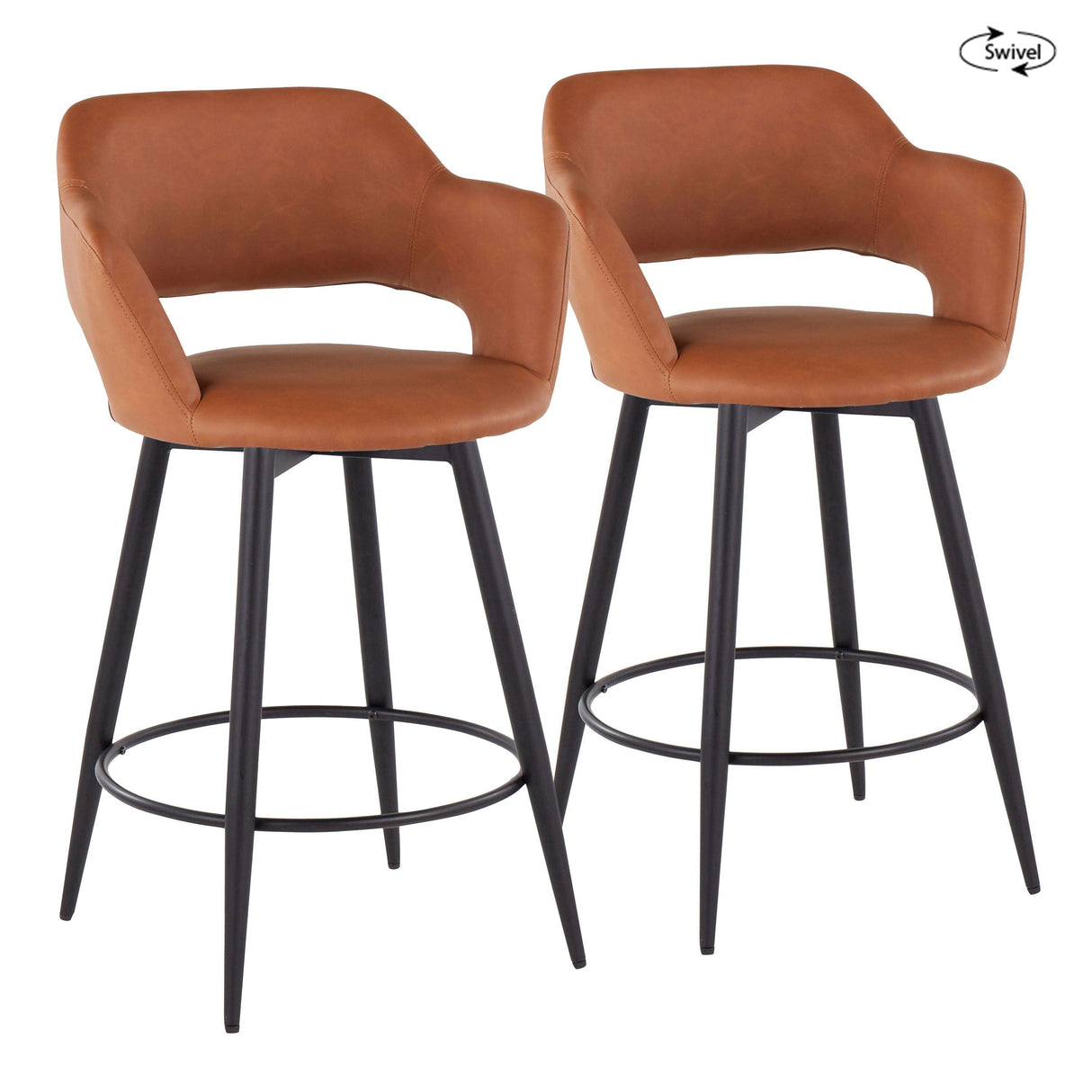 Margarite - Contemporary Fixed Height Counter Stool With Swivel With Round Footrest (Set of 2) by Couch.com