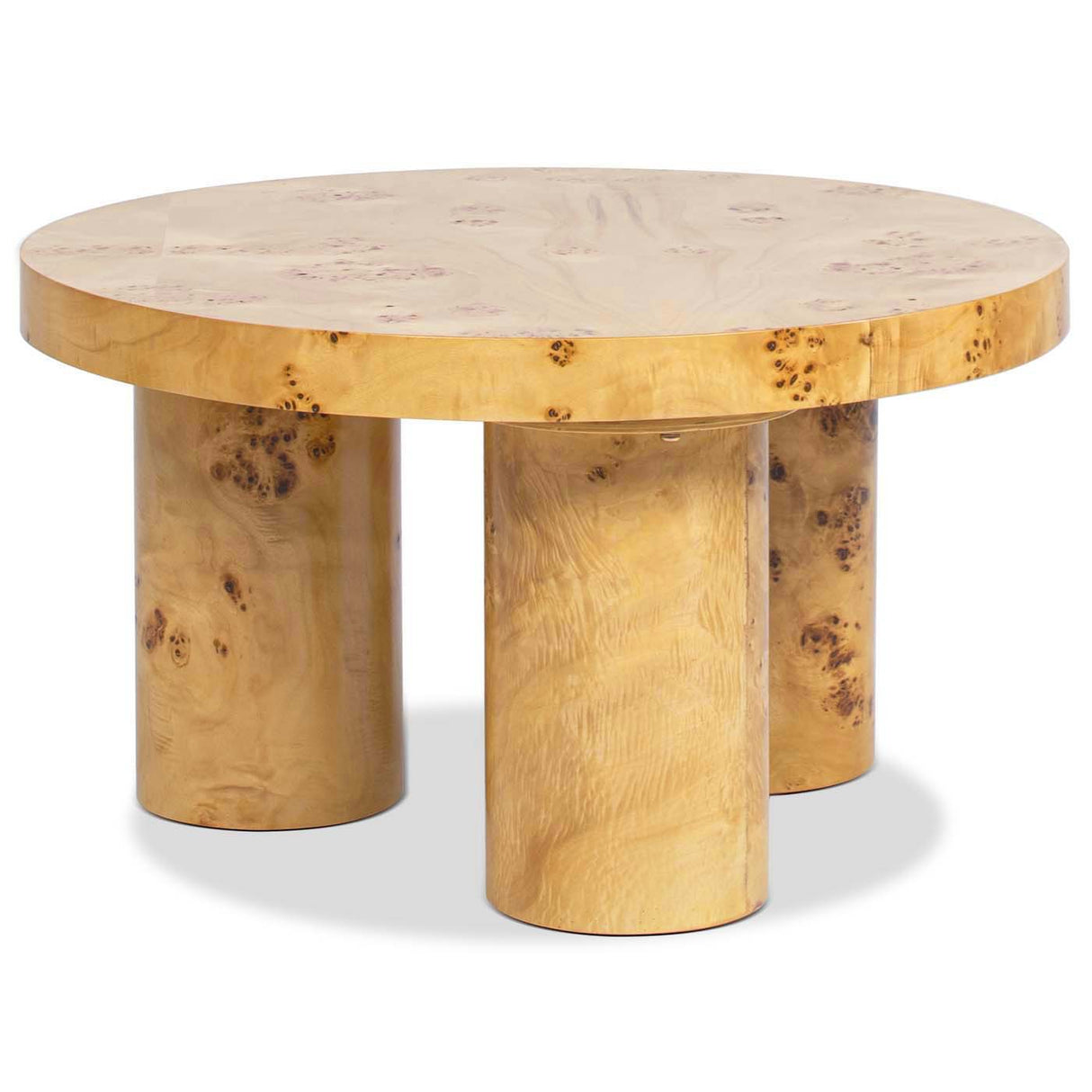 Nebula - Round Pillar Leg Coffee Table - Warm Natural Brown Burl by Couch.com