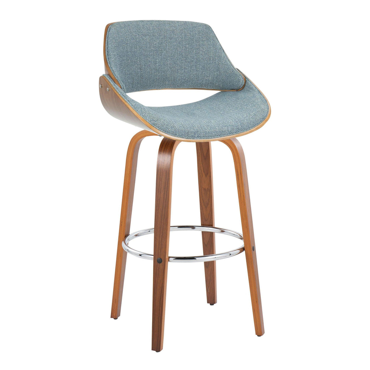 Fabrizzi - Mid Century Modern Fixed Height Barstool With Swivel With Round Footrest (Set of 2) by Couch.com