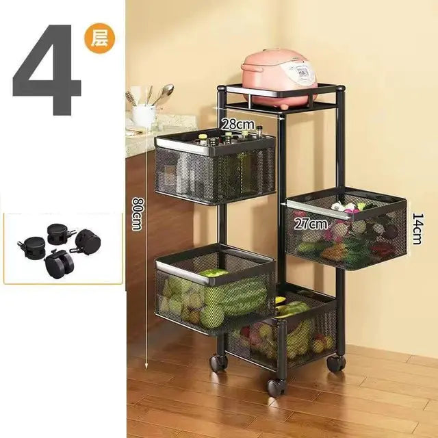 Stackable Metal Rotating Basket Rack with Wheels