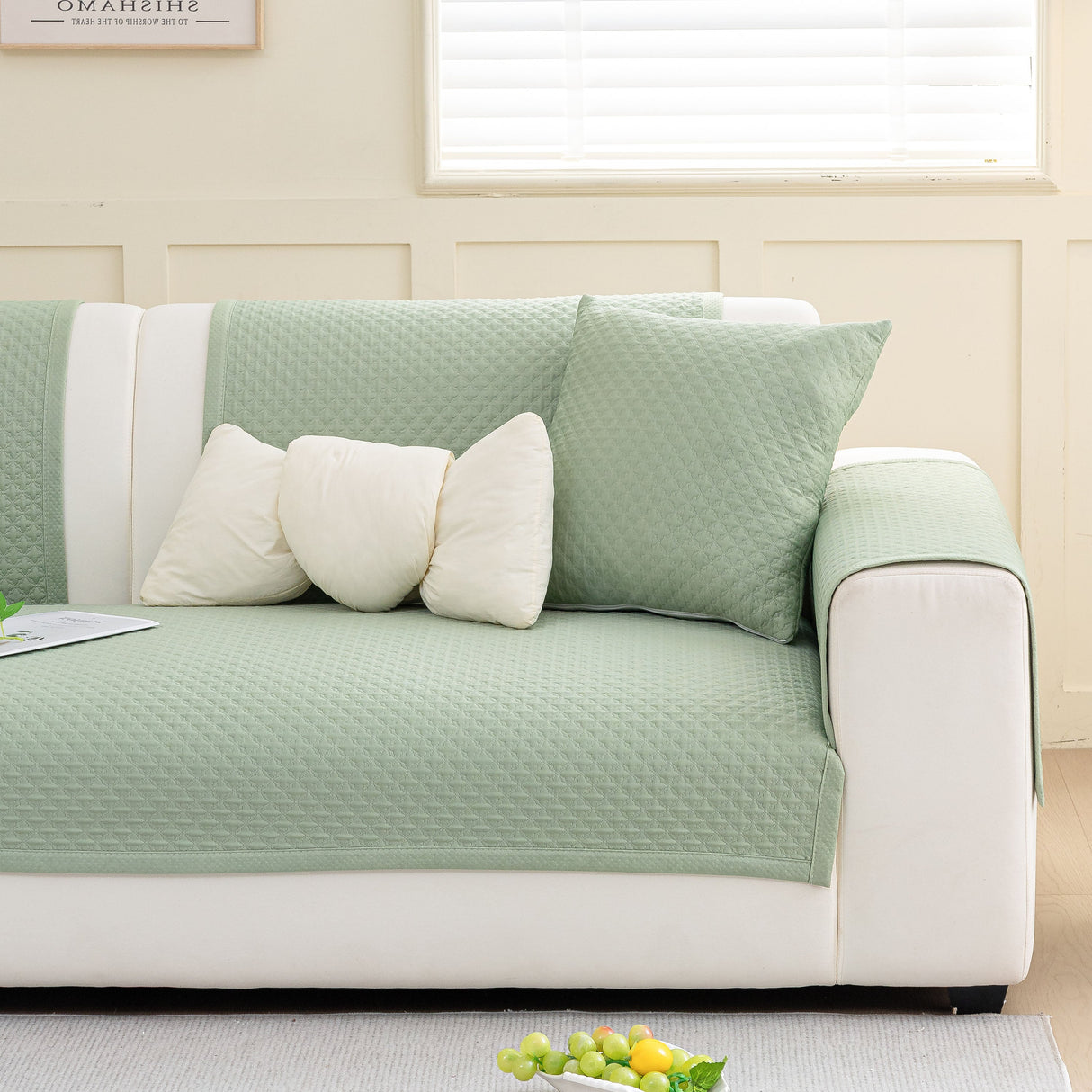 Non-Slip Diamond Quilted Sofa Cover, Separate Pieces Sectional Couch Protector