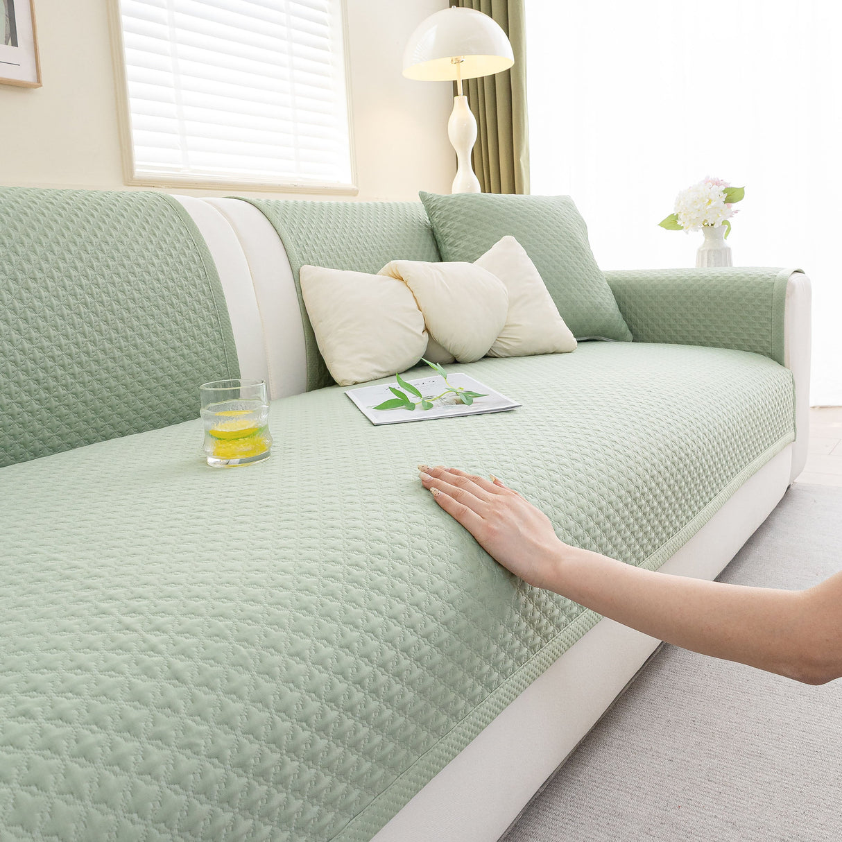 Non-Slip Diamond Quilted Sofa Cover, Separate Pieces Sectional Couch Protector