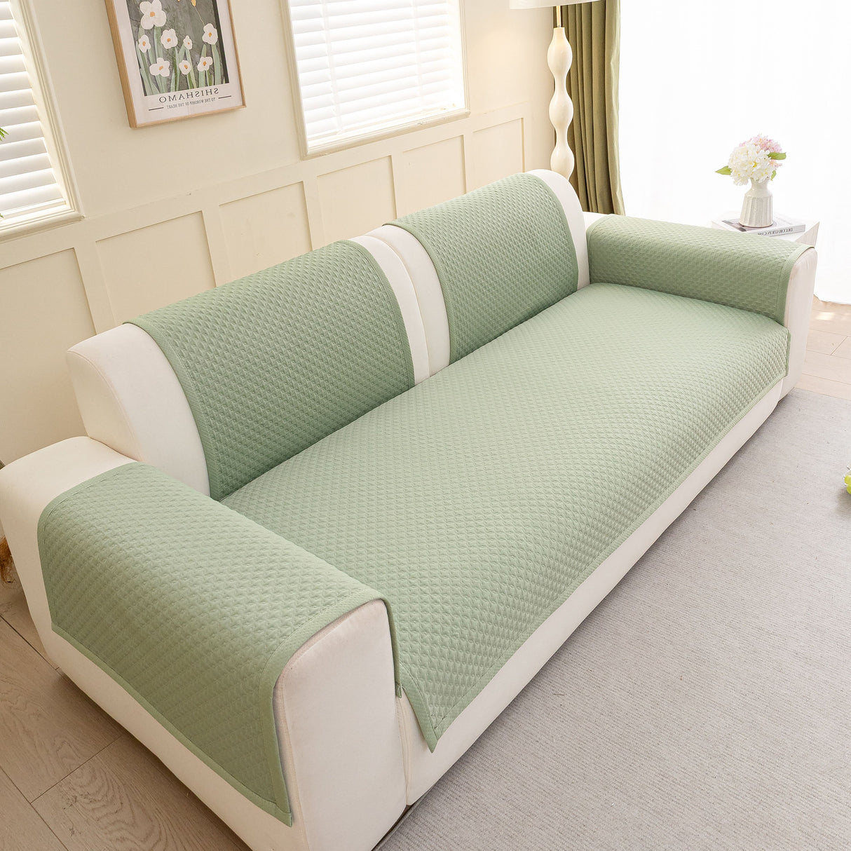 Non-Slip Diamond Quilted Sofa Cover, Separate Pieces Sectional Couch Protector