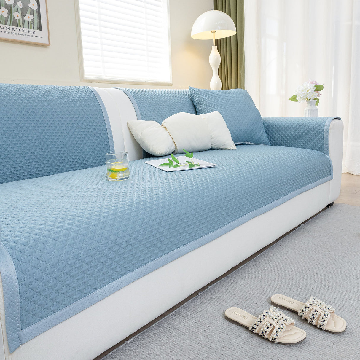 Non-Slip Diamond Quilted Sofa Cover, Separate Pieces Sectional Couch Protector