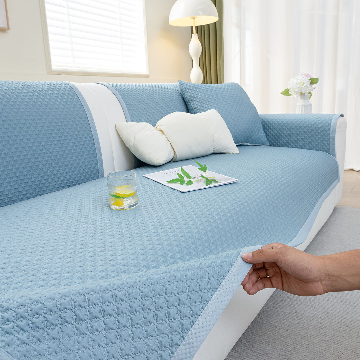 Non-Slip Diamond Quilted Sofa Cover, Separate Pieces Sectional Couch Protector