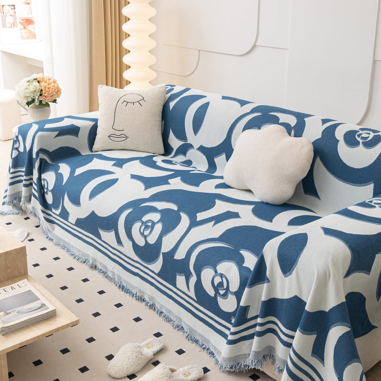 Chenille Sofa Cover Blanket, Couch Cover Blanket Throws for Couches Living Room Furniture Throw Covers