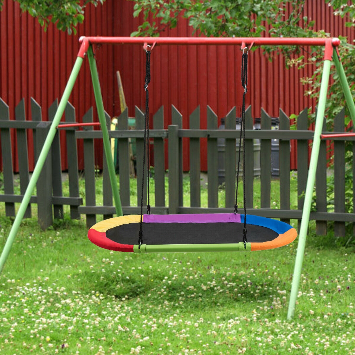 60 Inch Saucer Surf Outdoor Adjustable Swing Set-Blue+Black
