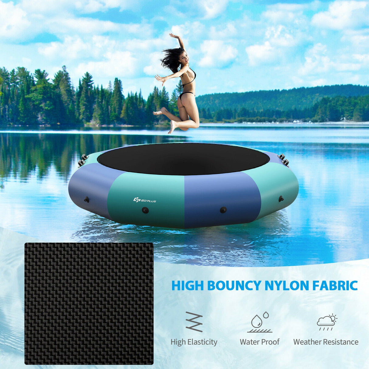 12 Feet Inflatable Splash Padded Water Bouncer Trampoline-Yellow