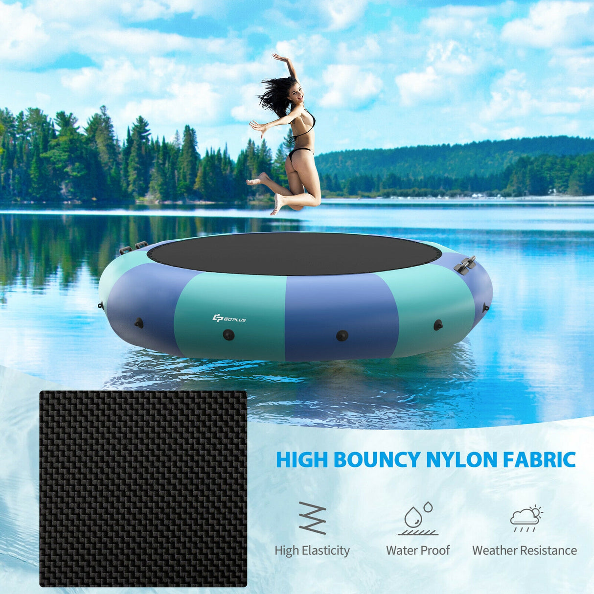 15 Feet Inflatable Splash Padded Water Bouncer Trampoline-Yellow