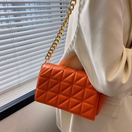 New Adorable Women's Handbag Green Small Flap Shoulder Bag In Thick Metal Chain Women's Clutch Bags Luxury Ladies Shoulder Purse