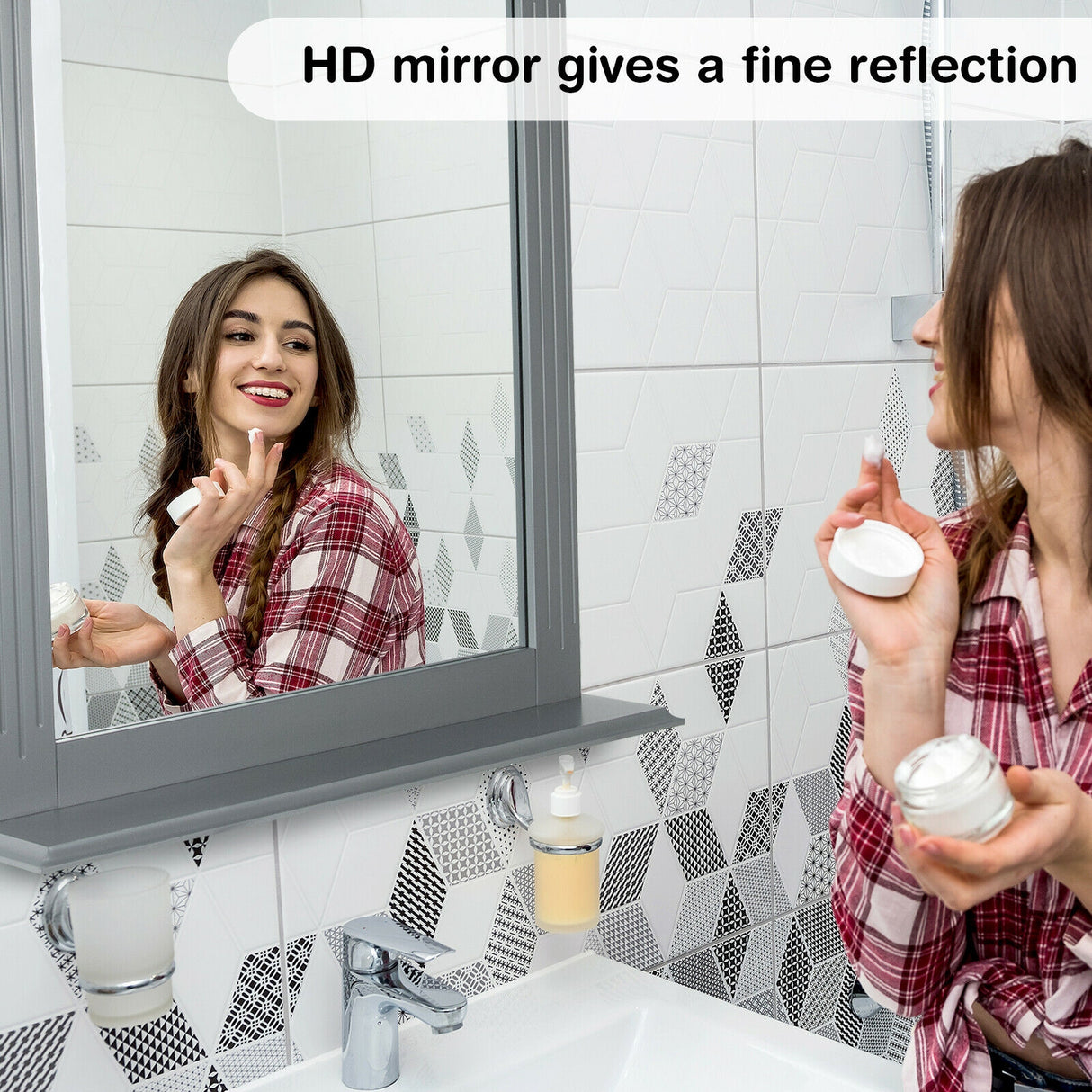 Wall-Mounted Multipurpose Vanity Mirror with Shelf-White