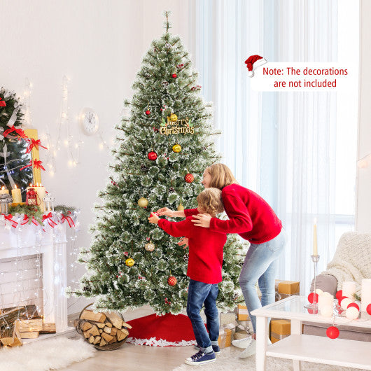 6/7.5/9 FT Artificial Christmas Tree Pre-Lit Hinged Holiday Tree with 360 ° Quick Power Connector-7.5ft