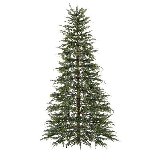 7.5 Feet Artificial Christmas Tree with Branch Tips and Colorful LED Lights