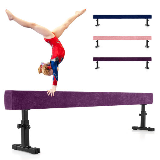 7.5 Feet High and Low Gymnastics Beam with 3 Heights-Purple