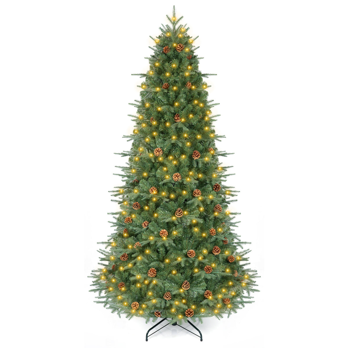 7.5 ft Artificial Christmas Tree with LED Lights and Pine Cones
