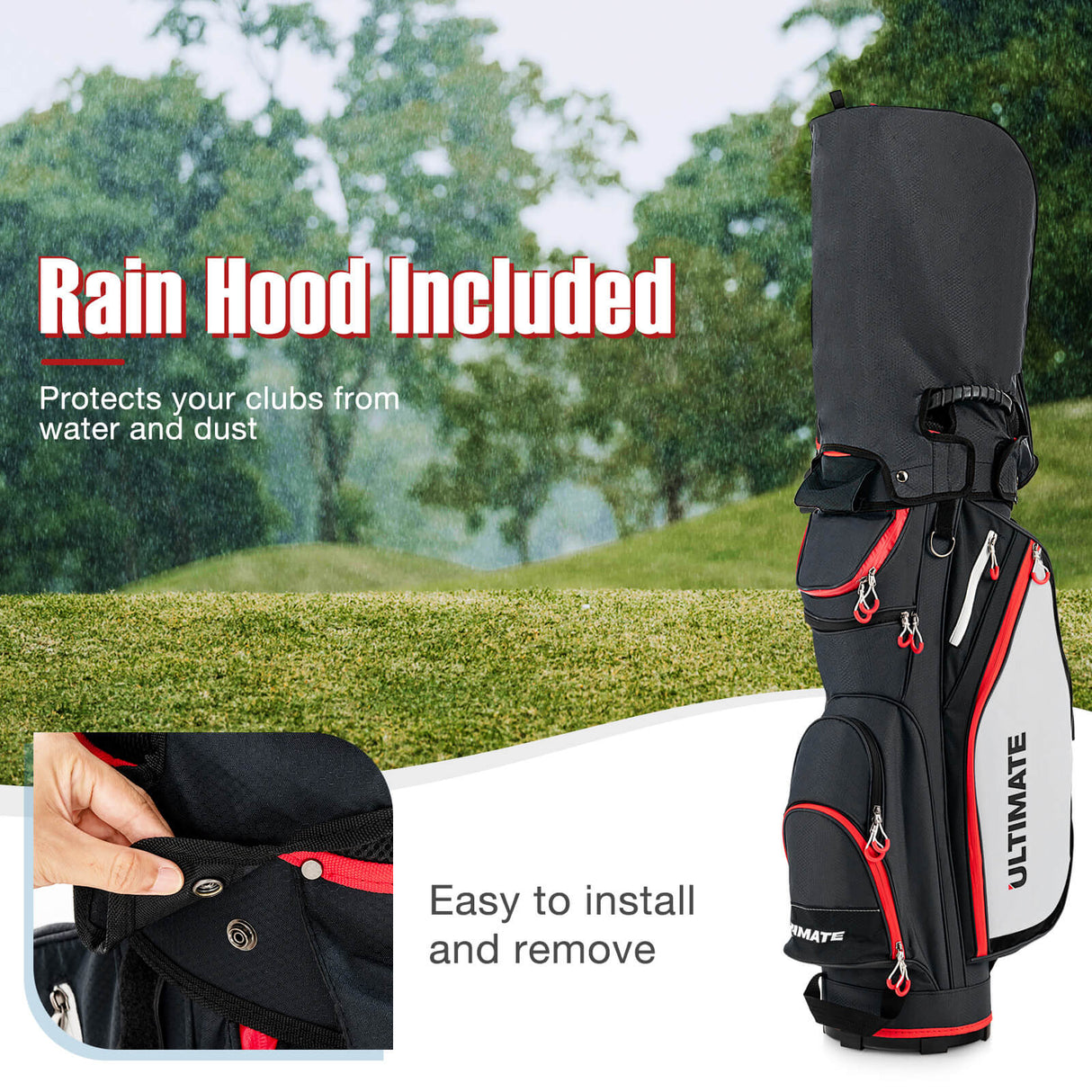 9.5 Inch Golf Cart Bag with 14 Way Dividers Top Organizer-Black