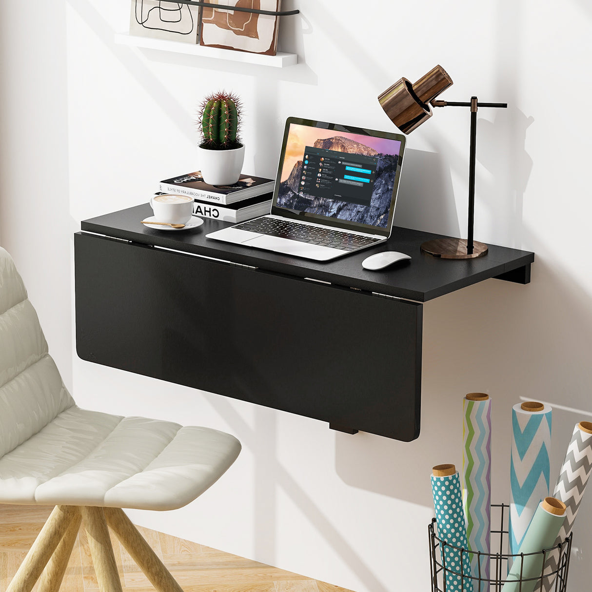 31.5 x 23.5 Inch Wall Mounted Folding Table for Small Spaces-White
