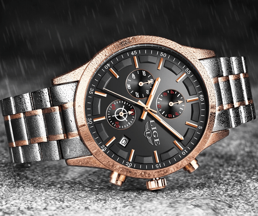 Men's Waterproof Watch With Chronometers And Date Display Unique Design Perfect Gift