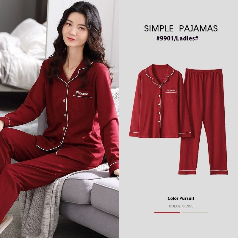 100% Cotton New Trendy Pajamas For Women Full Sleeves Pajamas Button Down Winter Sleepwear Set Women White Cotton Pajamas Women's Loose Size V-neck Home Suit Long Sleeve Wide Leg Pants Pajamas Casual Home wear
