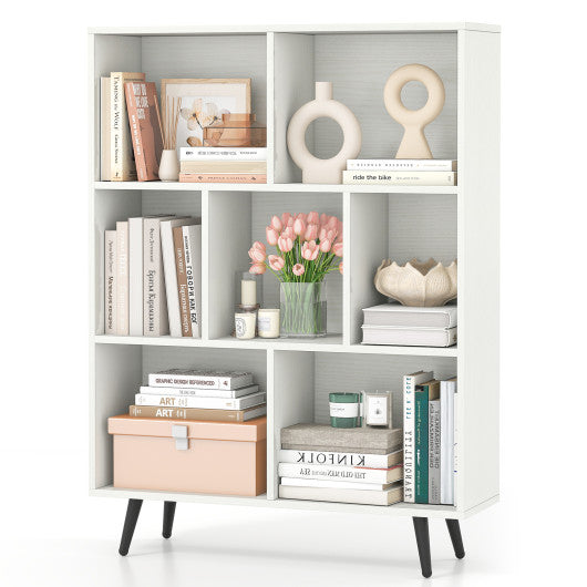 7/8/10-Cube Bookcase with 5 Tapered Metal Legs-7 Cubes